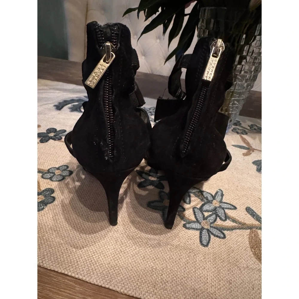 Ivanka Trump Black Suede Leather‎ Gladiator Heels Strappy Stiletto 7.5M